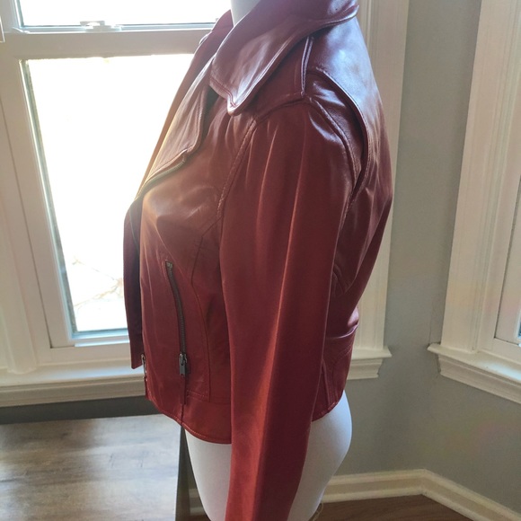 Red True Religion Lamb Leather Jacket size XS - Picture 7 of 16